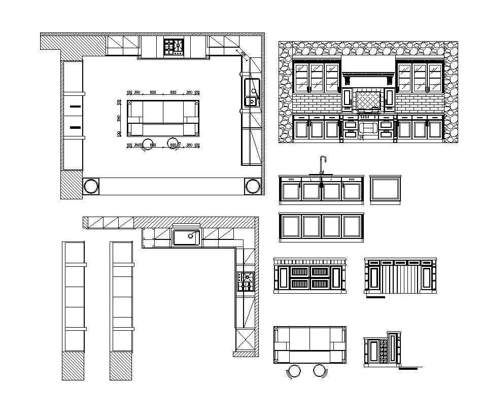 Various Kitchen  Cabinet Autocad Blocks  elevation V 2 All 